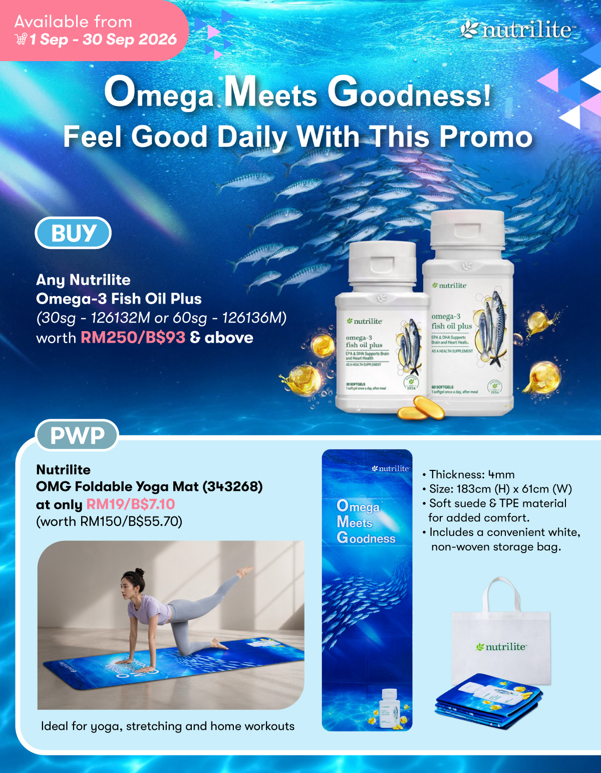 Nutrilite Omega-3 Fish Oil Plus PWP Nutrilite OMG Yoga Mat