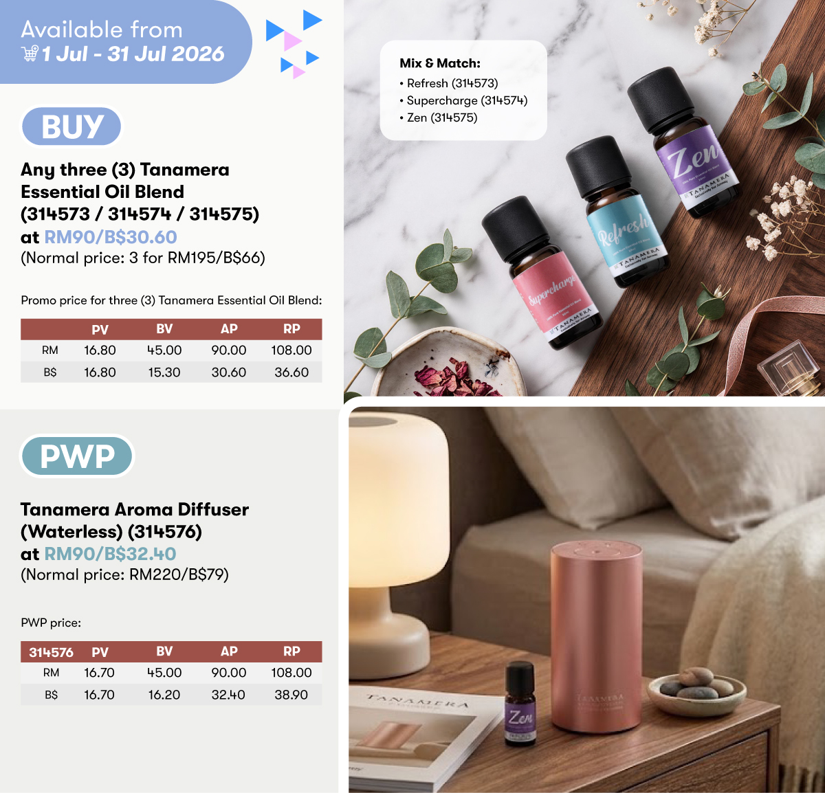 Tanamera Essential Oil Blend PWP Tanamera Aroma Diffuser (Waterless)